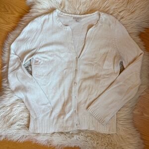 Talbots Cream Cardigan Sweater Soft Knit Classic